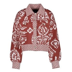 Rachel Zoe Jacquard Cropped Tapestry Jacket Boho Floral NWT, Medium, Cottagecore